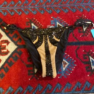 BEACH BUNNY JOLIE TIE SIDE BOTTOMS LARGE MEDIUM LEOPARD PRINT CHAIN NWT BIKINI